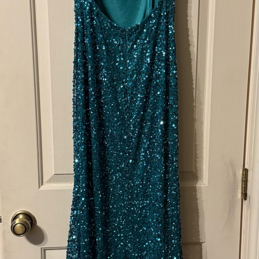 Teal Sequin Sleeveless Dress